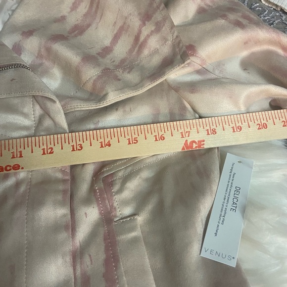 Venus Tie dye faux suede Pink asymmetrical front zip Lined Sz M women’s jacket - Picture 8 of 10